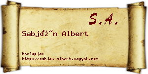 Sabján Albert névjegykártya